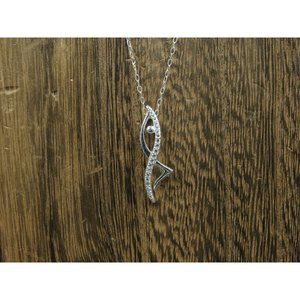 24 Inch Sterling Silver Unique Style Cubic Zirconia Pendant Necklace